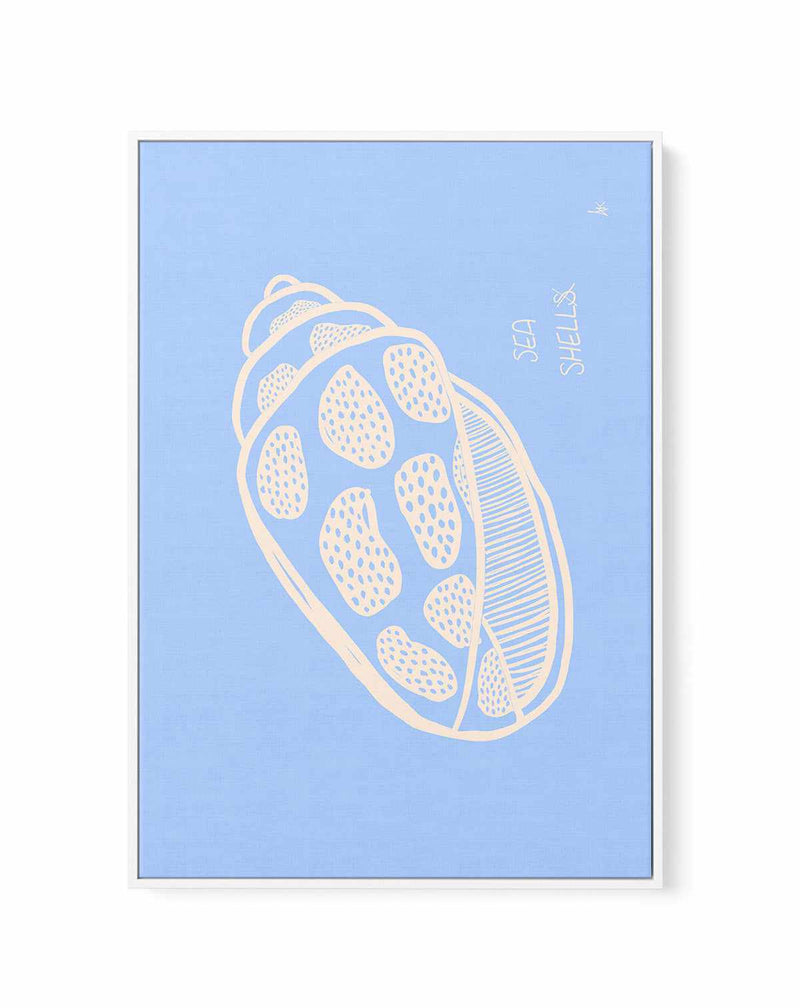 Sea Shell Pink Soft Blue By Anne Korako | Framed Canvas Art Print