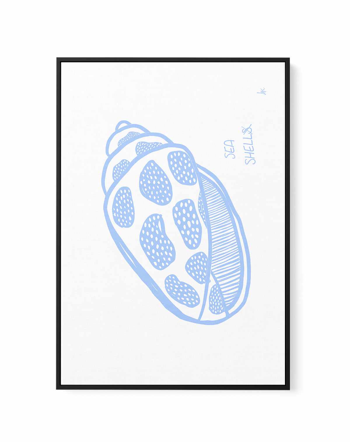 Sea Shell Soft Blue by Anne Korako  | Framed Canvas Art Print