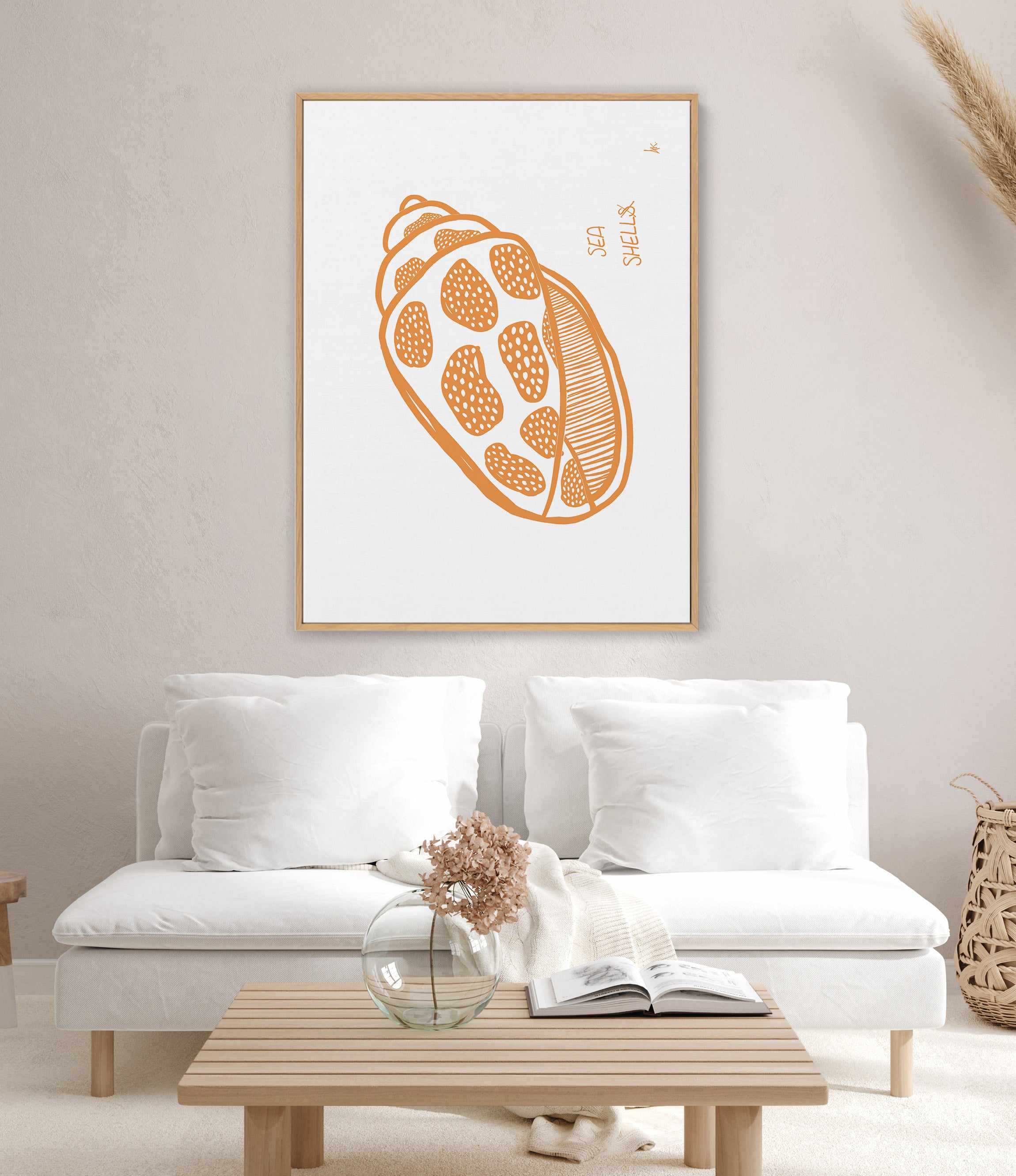 Sea Shell Tan By Anne Korako | Framed Canvas Art Print