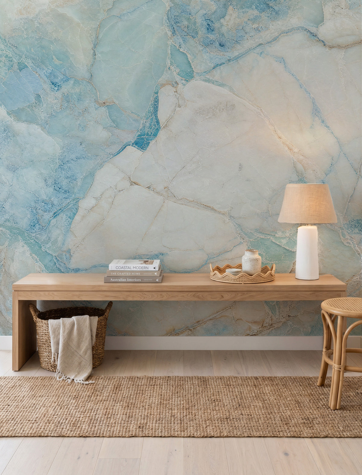 Sea Salt Blue Marble Mural Wallpaper