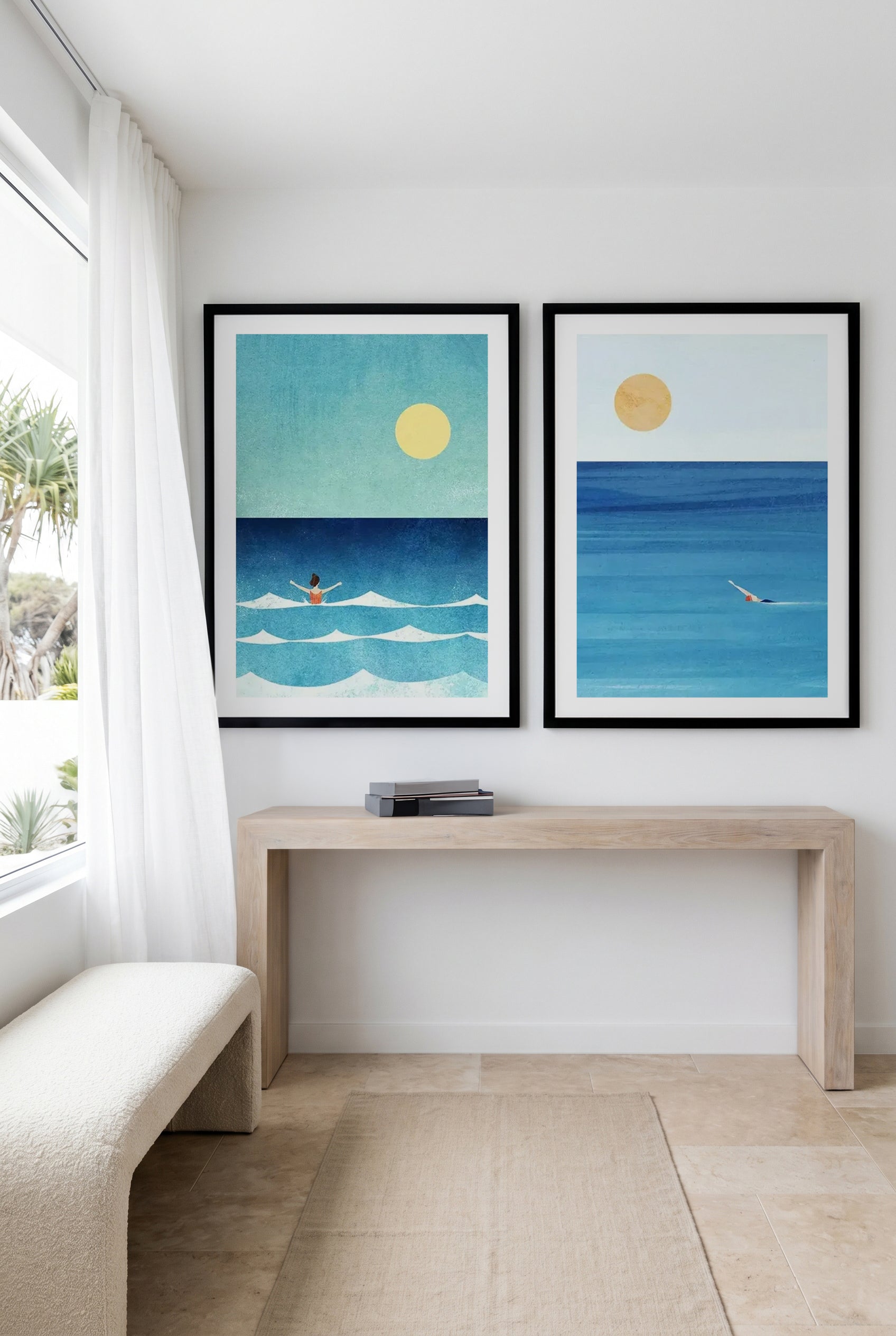 Sea Swim & Sea Swim Waves Art Print Set of 2 | Matching Wall Art