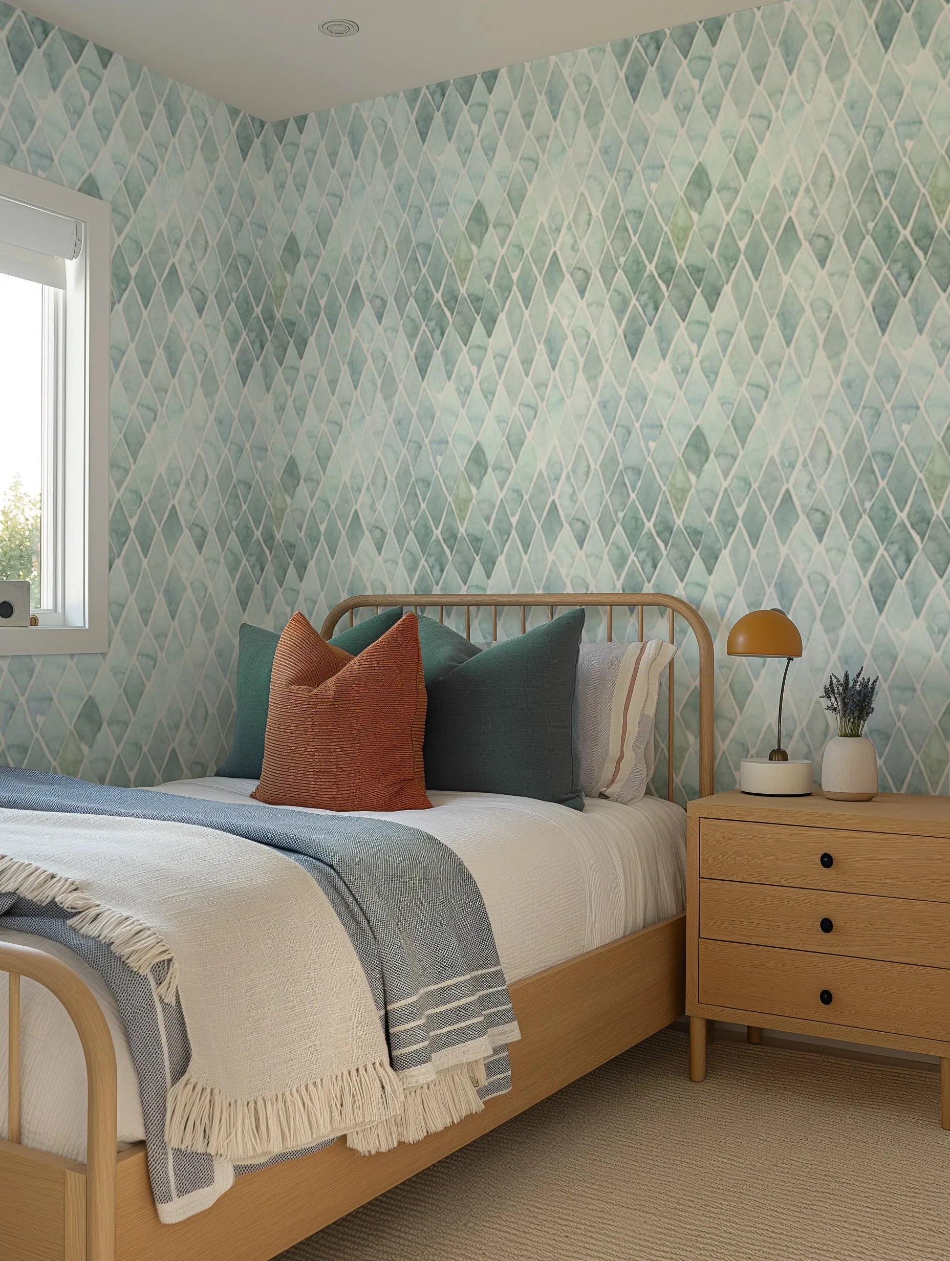 Seafoam Small Tile Wallpaper from Olive et Oriel where you can shop wallpaper and artworks online