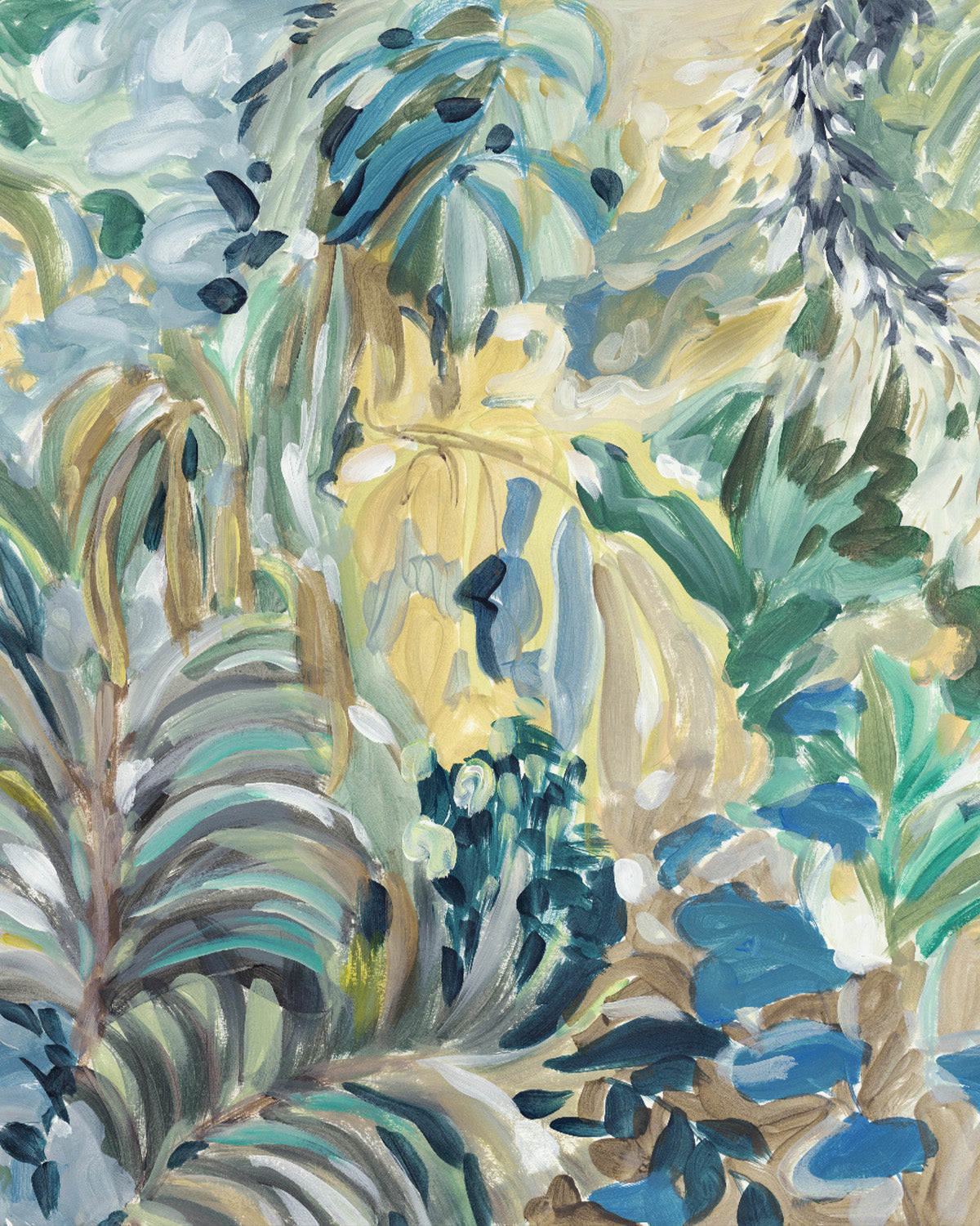 Abstract Botanical Wallpaper Mural in Emerald Green Wallpaper from Olive et Oriel where you can shop wallpaper and artworks online