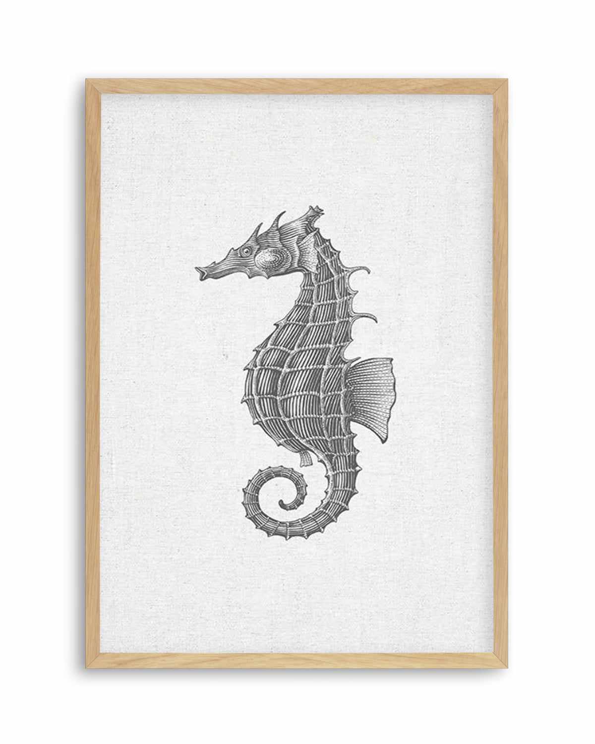 Seahorse on Linen Art Print