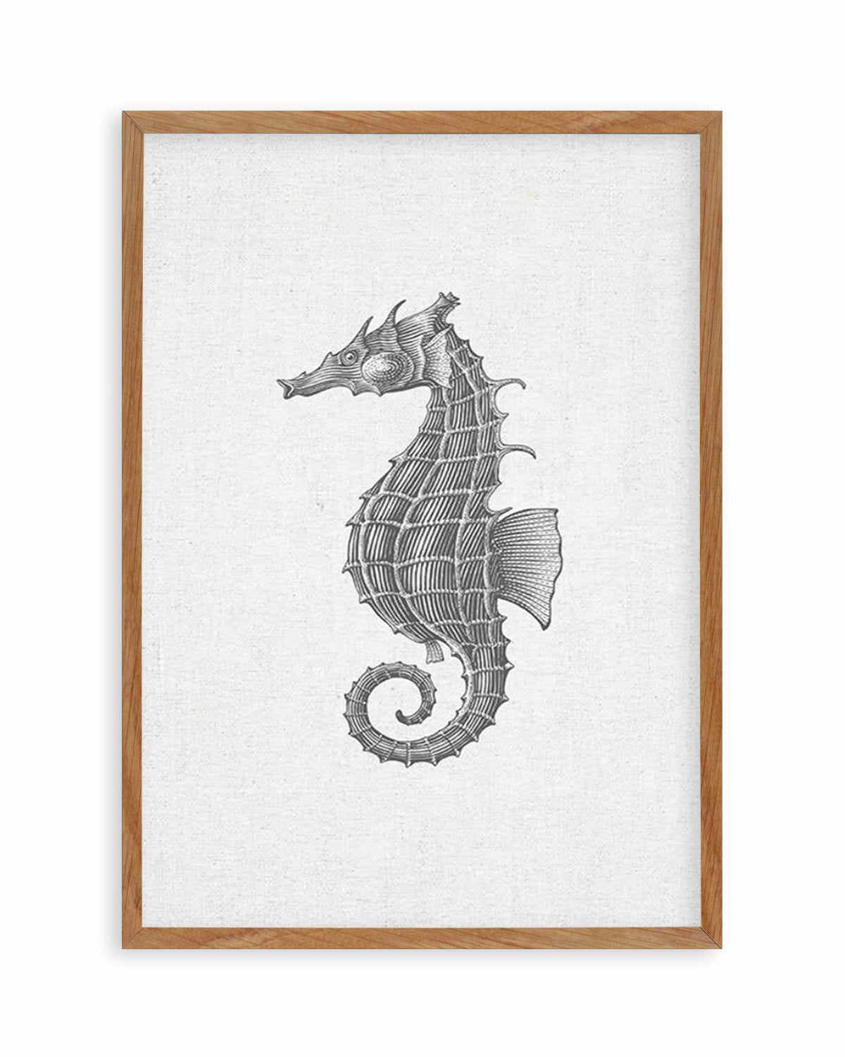 Seahorse on Linen Art Print