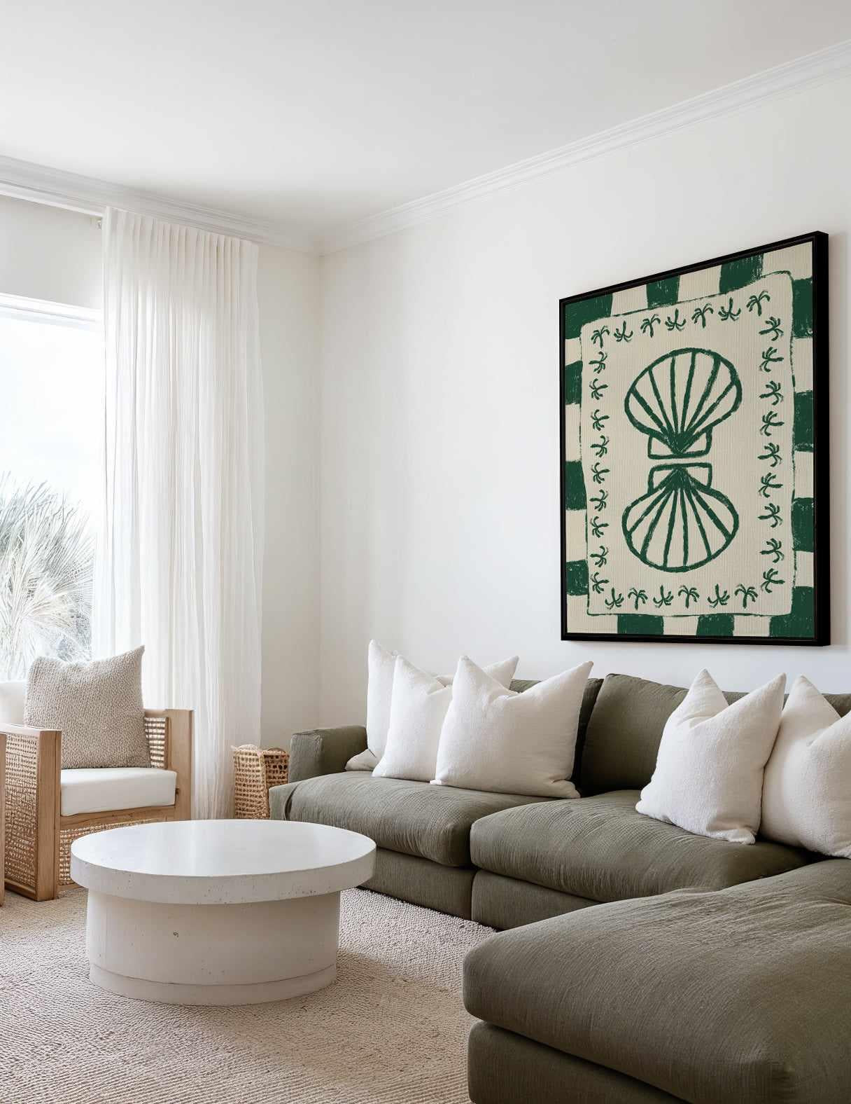 Seashell Symphony by Shatha Al Dafai | Framed Canvas Art Print from Olive et Oriel where you can shop wallpaper and artworks online