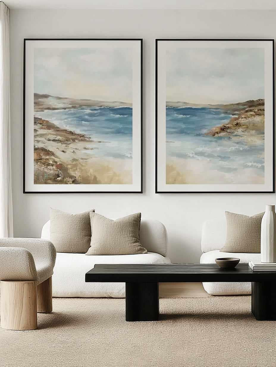 Seaside I & II Art Print Set of 2 | Matching Wall Art