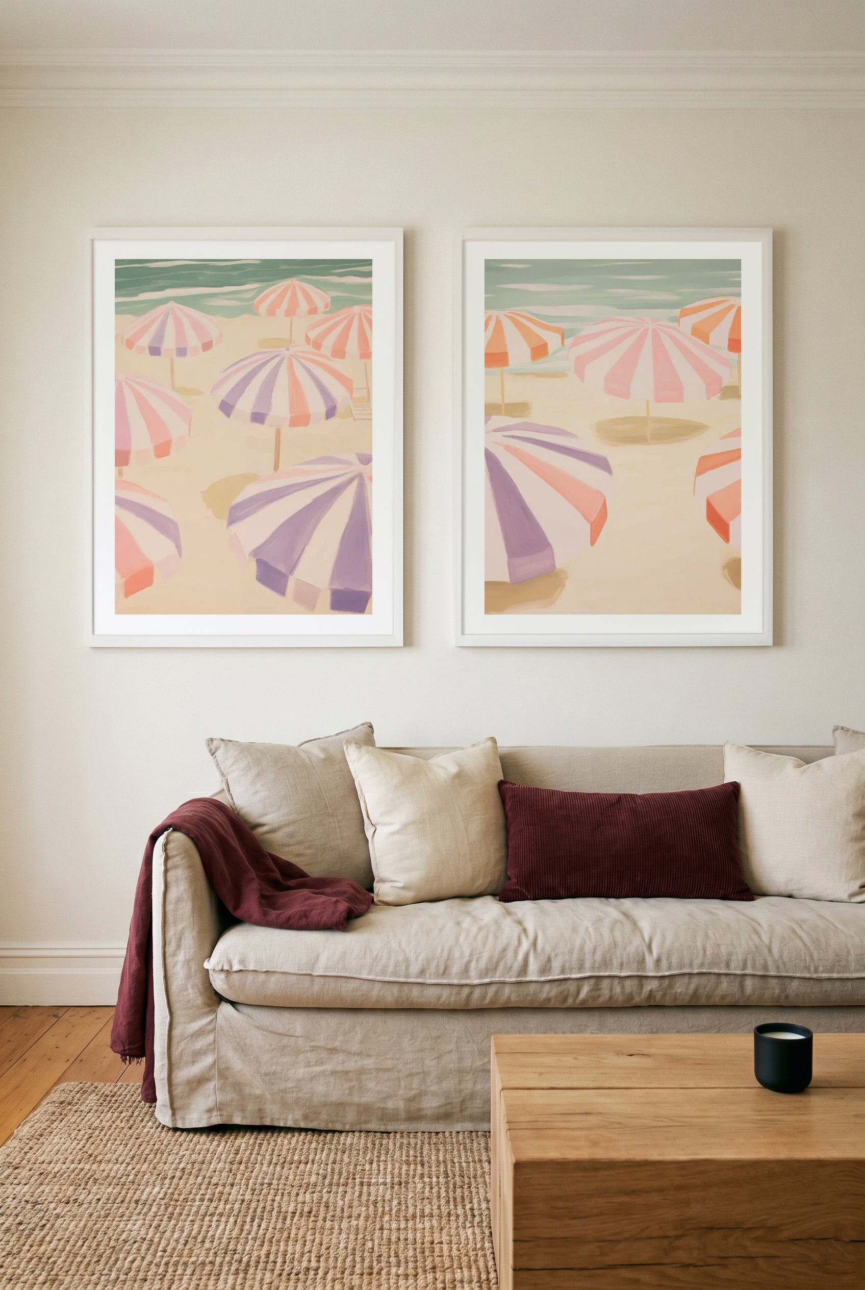 Seaside Stripes I & II Art Print Set of 2 | Matching Wall Art