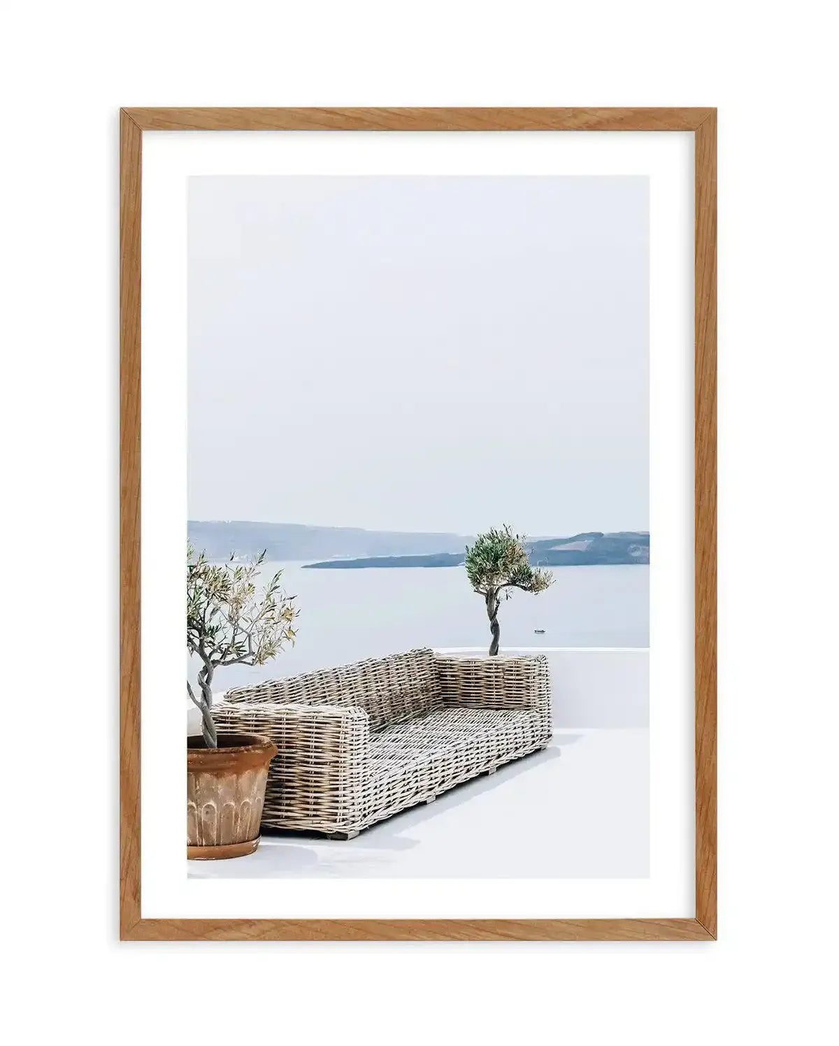 Seat In The Sun Art Print-Shop Greece Wall Art Prints Online with Olive et Oriel - Our collection of Greek Islands art prints offer unique wall art including blue domes of Santorini in Oia, mediterranean sea prints and incredible posters from Milos and other Greece landscape photography - this collection will add mediterranean blue to your home, perfect for updating the walls in coastal, beach house style. There is Greece art on canvas and extra large wall art with fast, free shipping across Aus