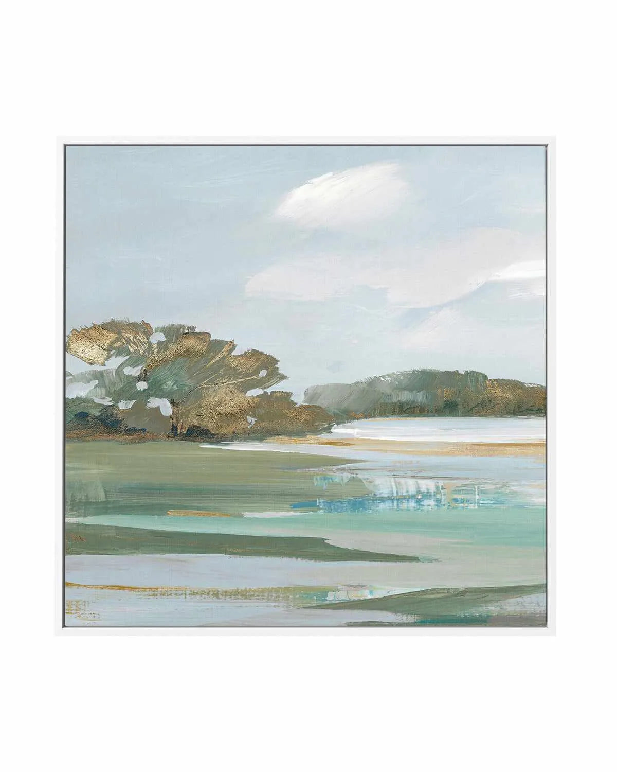 Serene Blue I Left SQ | Framed Canvas Art Print from Olive et Oriel where you can shop wallpaper and artworks online