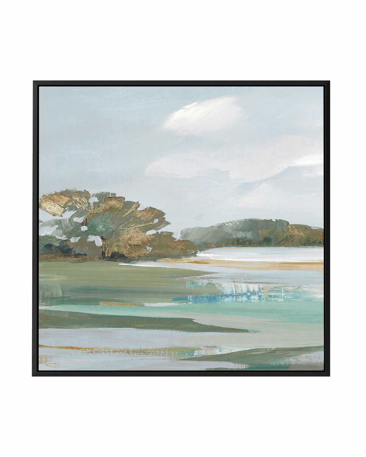 Serene Blue I Left SQ | Framed Canvas Art Print