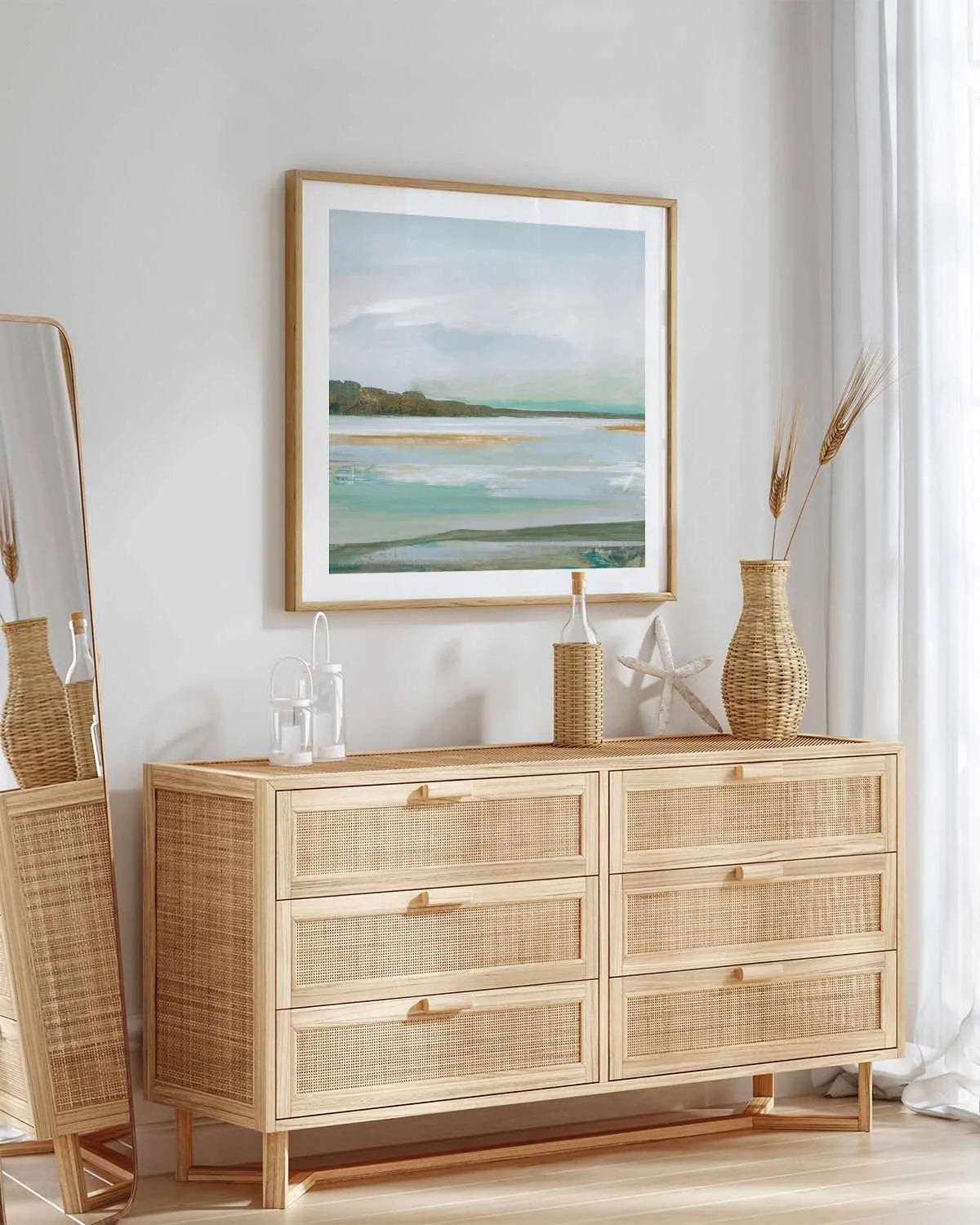 Serene Blue I Right SQ Art Print from Olive et Oriel where you can shop wallpaper and artworks online