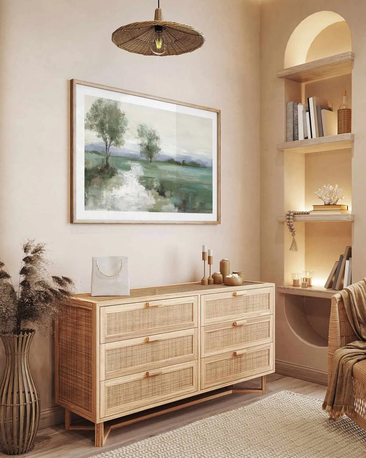 Serene Green Path Art Print from Olive et Oriel where you can shop wallpaper and artworks online