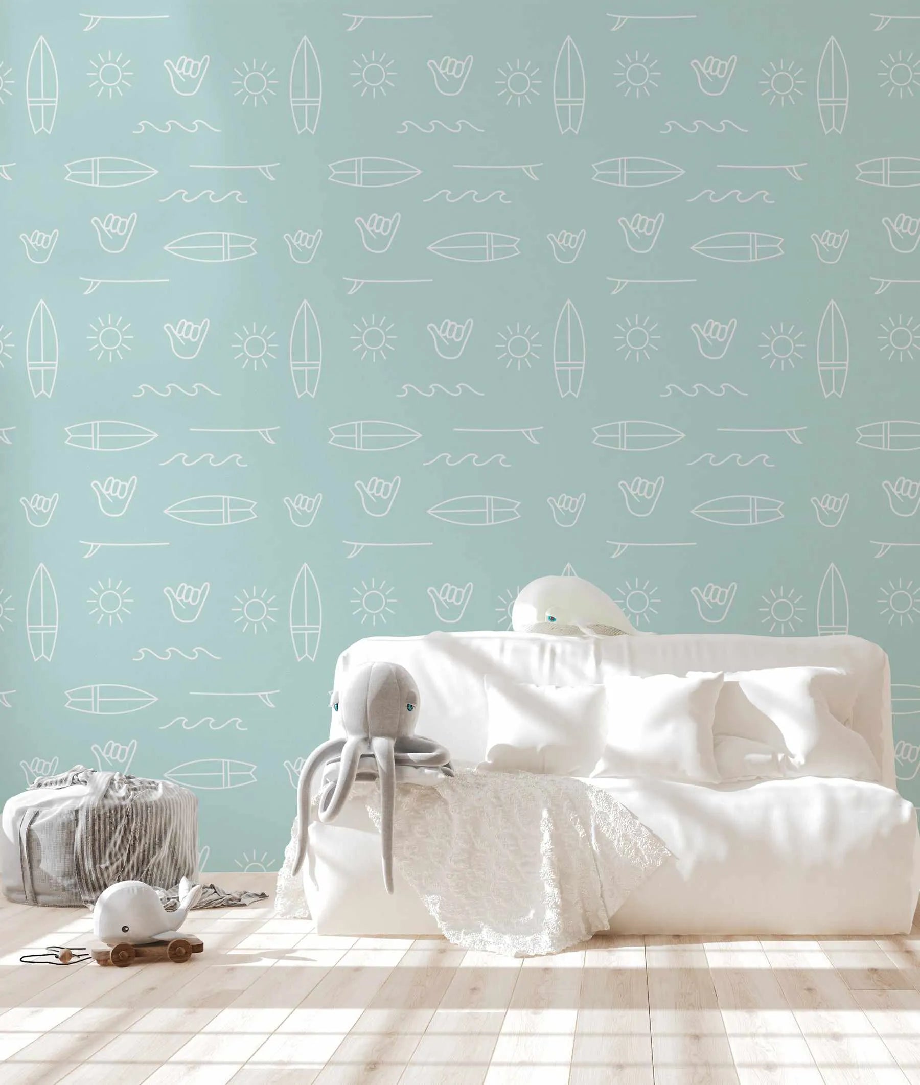 Shakas in Shallows Wallpaper-Wallpaper-Buy Kids Removable Wallpaper Online Our Custom Made Children√¢‚Ç¨‚Ñ¢s Wallpapers Are A Fun Way To Decorate And Enhance Boys Bedroom Decor And Girls Bedrooms They Are An Amazing Addition To Your Kids Bedroom Walls Our Collection of Kids Wallpaper Is Sure To Transform Your Kids Rooms Interior Style From Pink Wallpaper To Dinosaur Wallpaper Even Marble Wallpapers For Teen Boys Shop Peel And Stick Wallpaper Online Today With Olive et Oriel