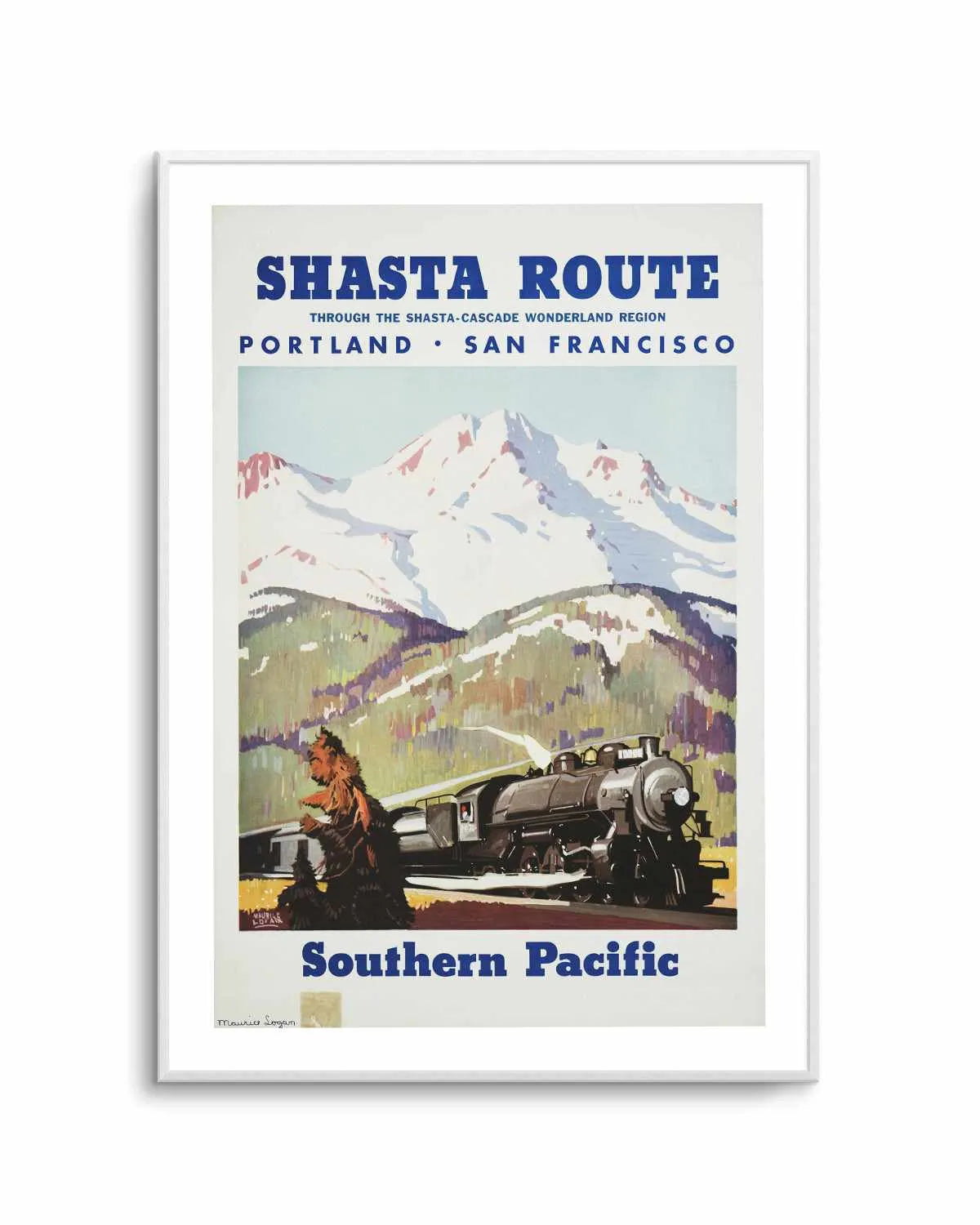 Shasta Route Vintage Poster Art Print from Olive et Oriel where you can shop wallpaper and artworks online