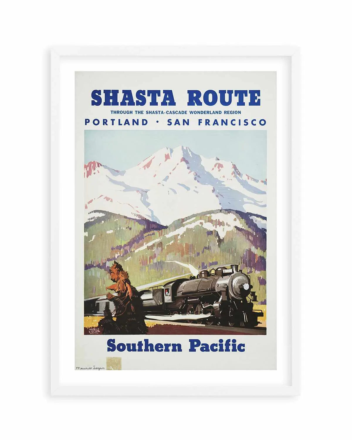 Shasta Route Vintage Poster Art Print from Olive et Oriel where you can shop wallpaper and artworks online