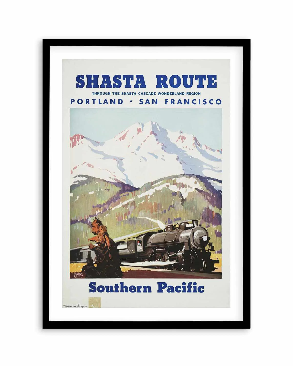 Shasta Route Vintage Poster Art Print from Olive et Oriel where you can shop wallpaper and artworks online