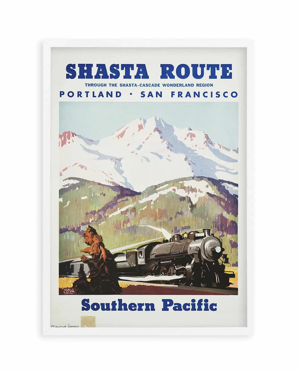Shasta Route Vintage Poster Art Print from Olive et Oriel where you can shop wallpaper and artworks online