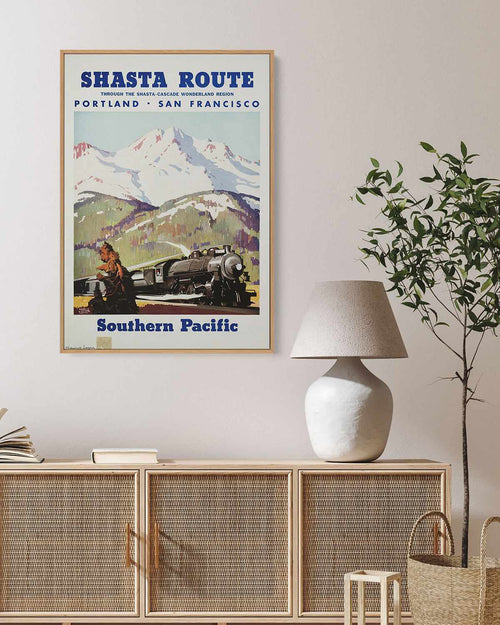 Shasta Route Vintage Poster | Framed Canvas Art Print