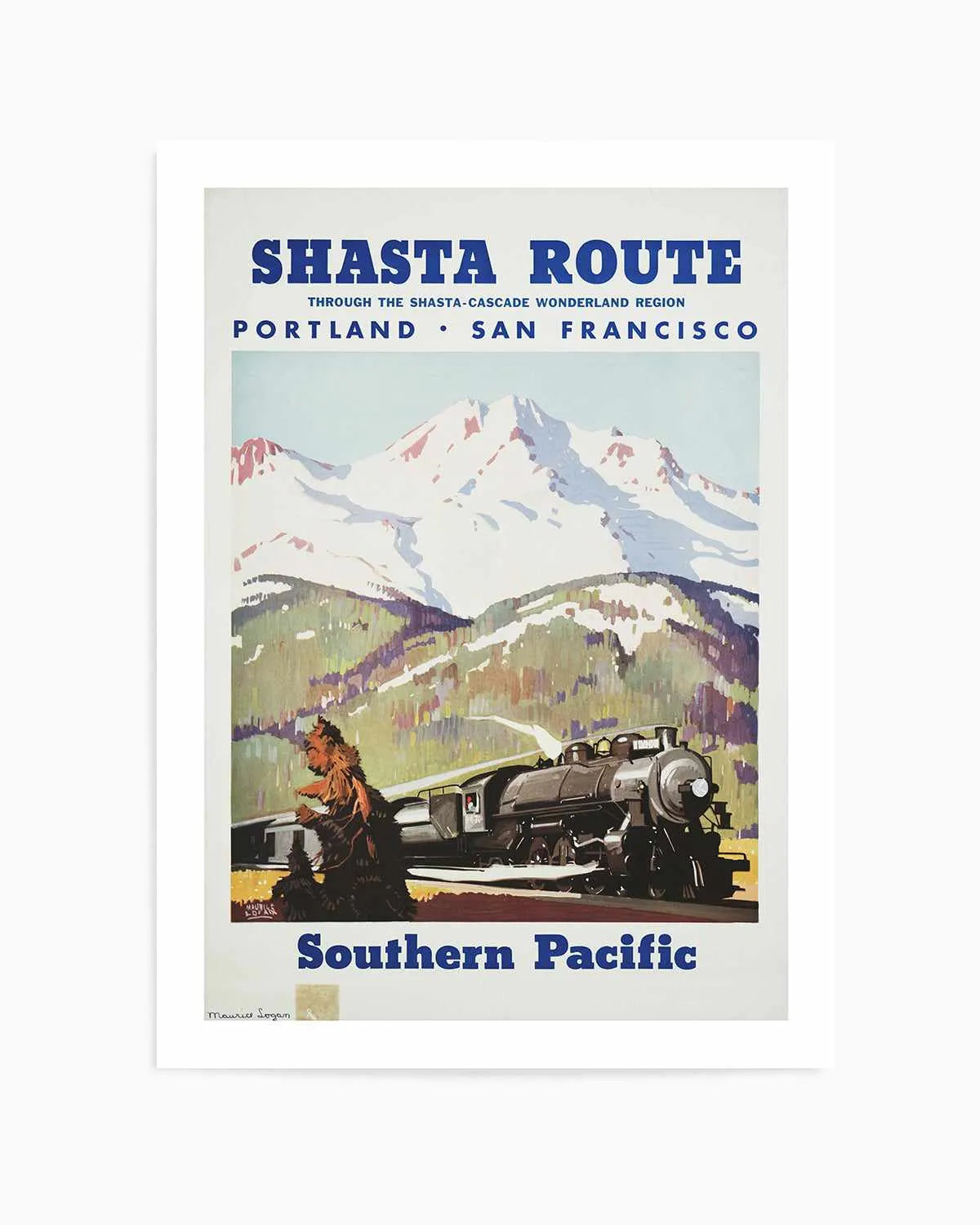 Shasta Route Vintage Poster Art Print from Olive et Oriel where you can shop wallpaper and artworks online