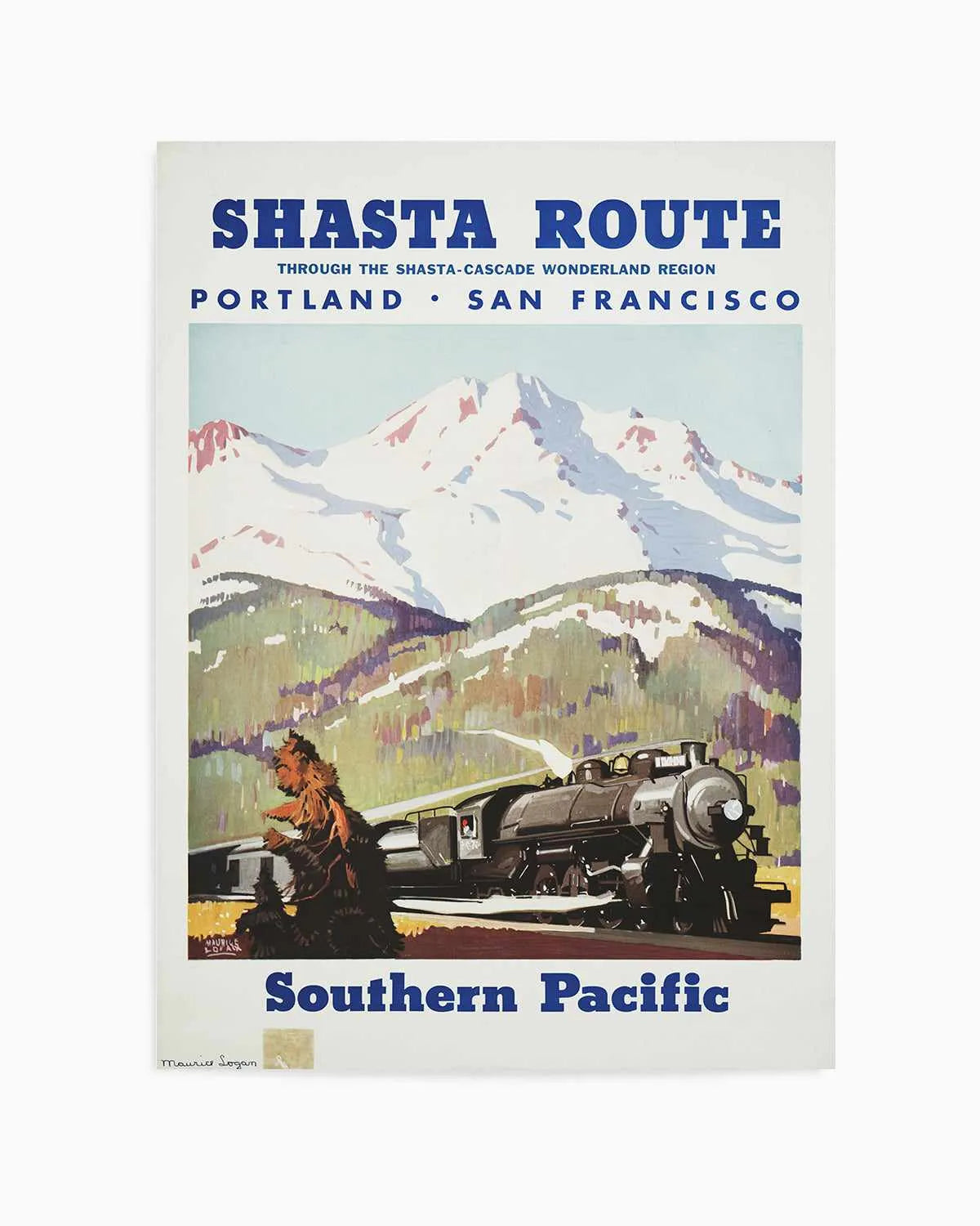Shasta Route Vintage Poster Art Print from Olive et Oriel where you can shop wallpaper and artworks online