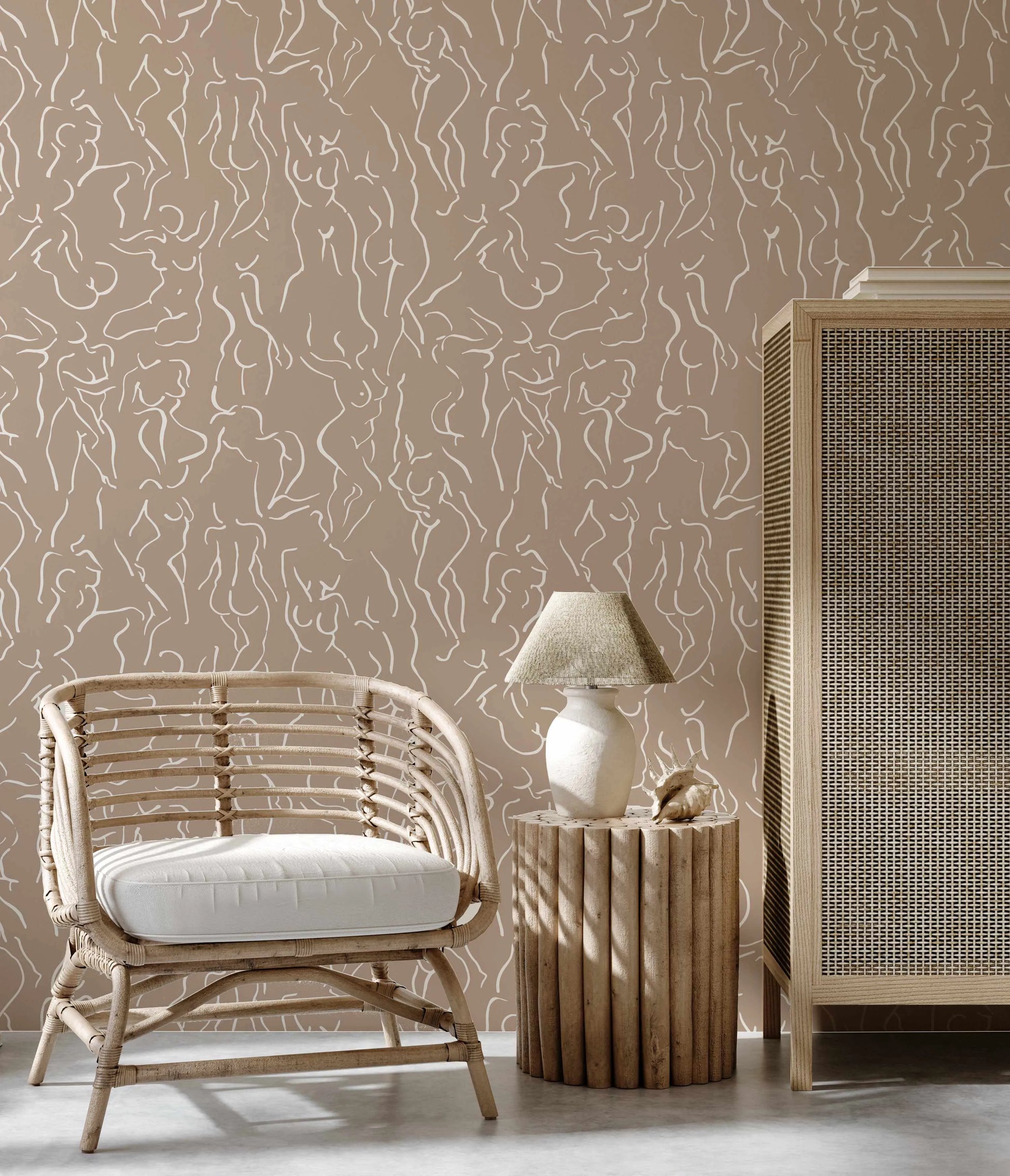 She Loved Matisse in Beige Wallpaper from Olive et Oriel where you can shop wallpaper and artworks online