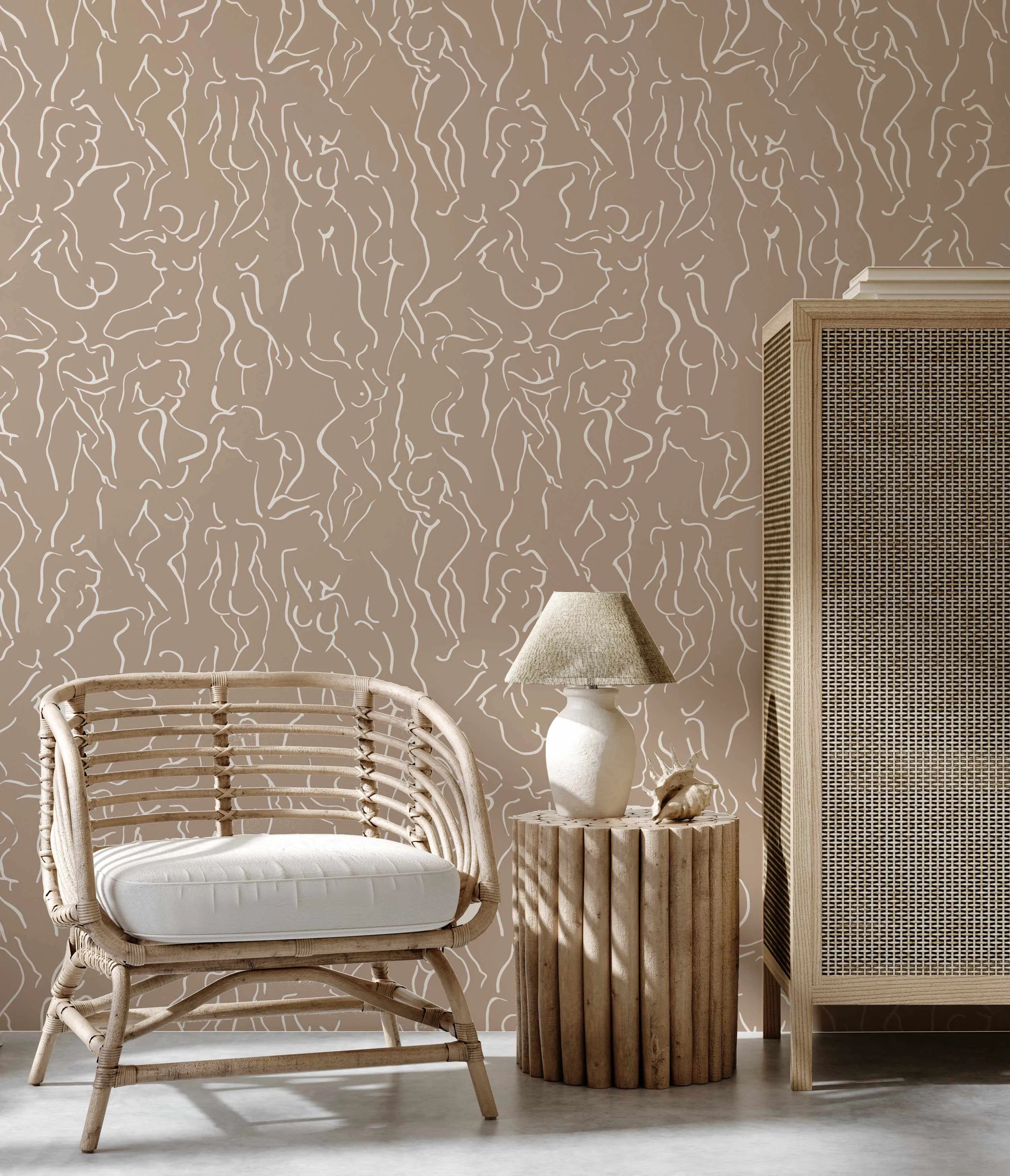 She Loved Matisse in Beige Wallpaper from Olive et Oriel where you can shop wallpaper and artworks online