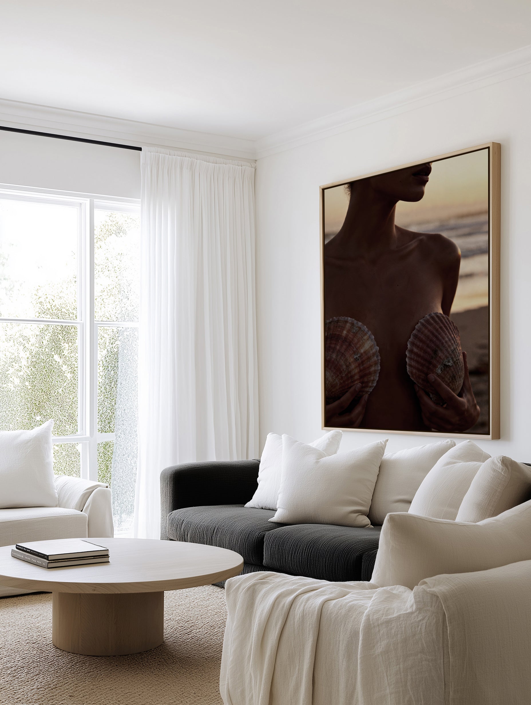 She Shells | Framed Canvas Art Print from Olive et Oriel where you can shop wallpaper and artworks online