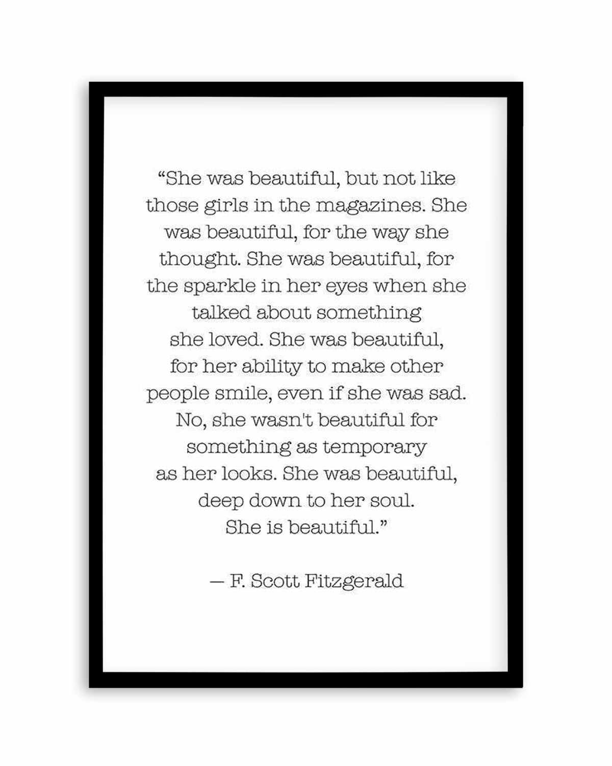 She Was Beautiful Quote Art Print