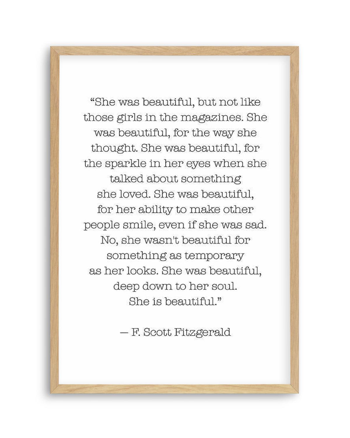 She Was Beautiful Quote Art Print