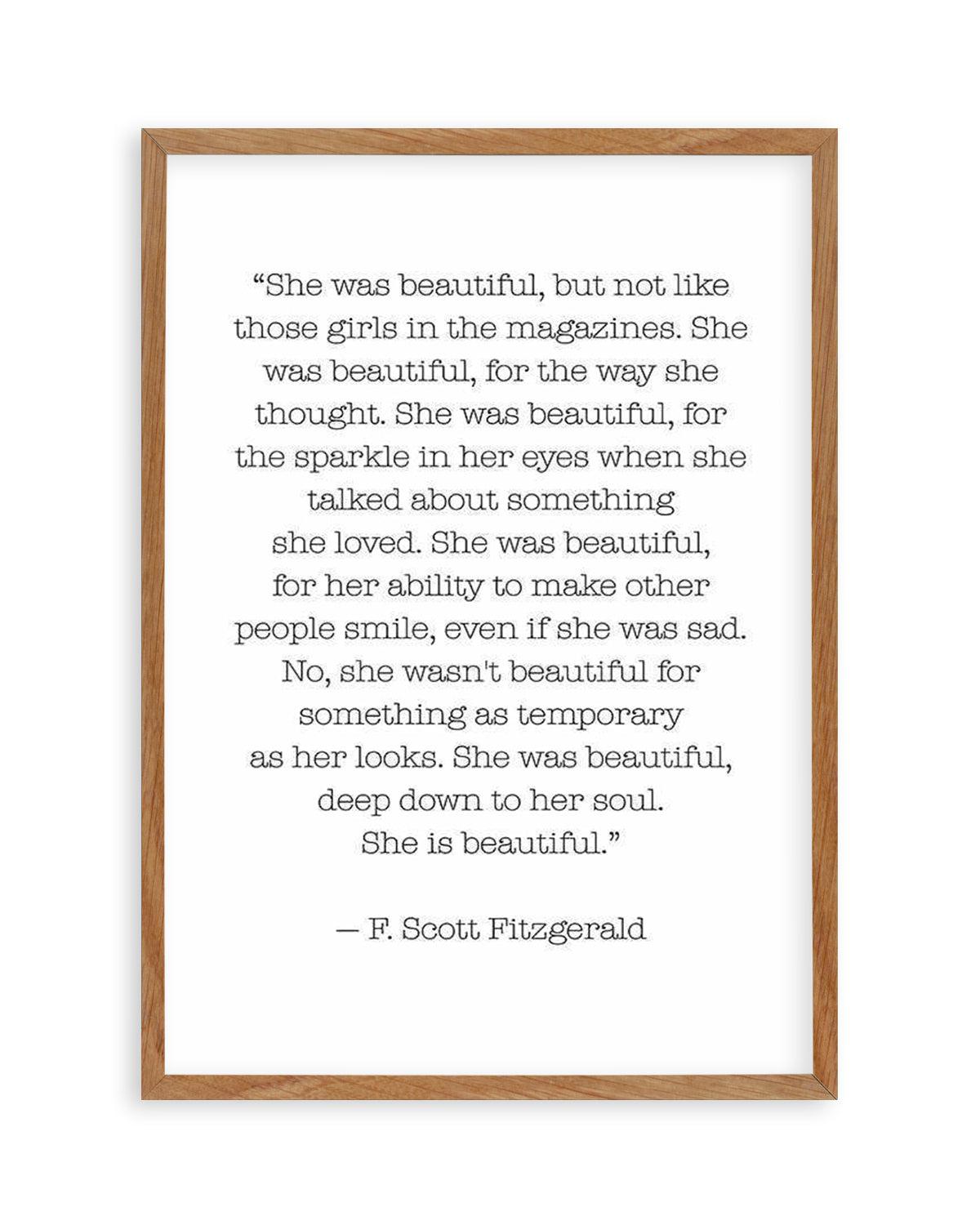 She Was Beautiful Quote Art Print