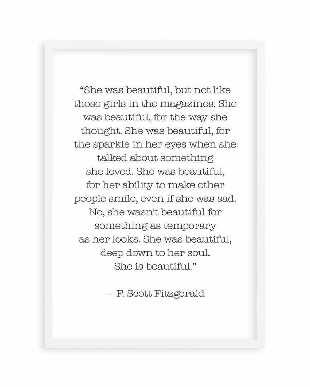 She Was Beautiful Quote Art Print