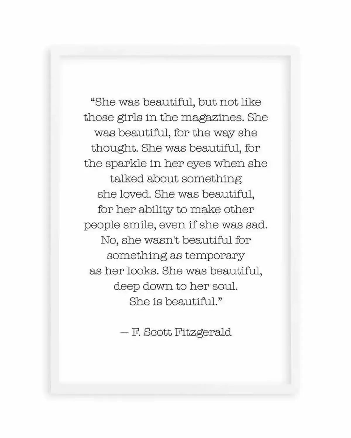 She Was Beautiful Quote Art Print from Olive et Oriel where you can shop wallpaper and artworks online