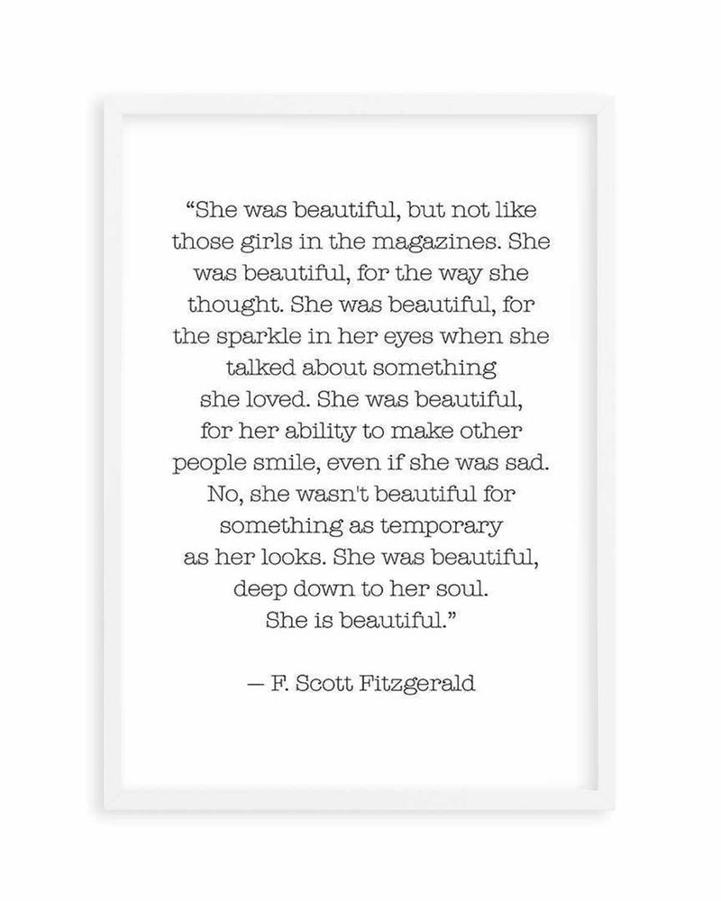 She Was Beautiful Quote Art Print