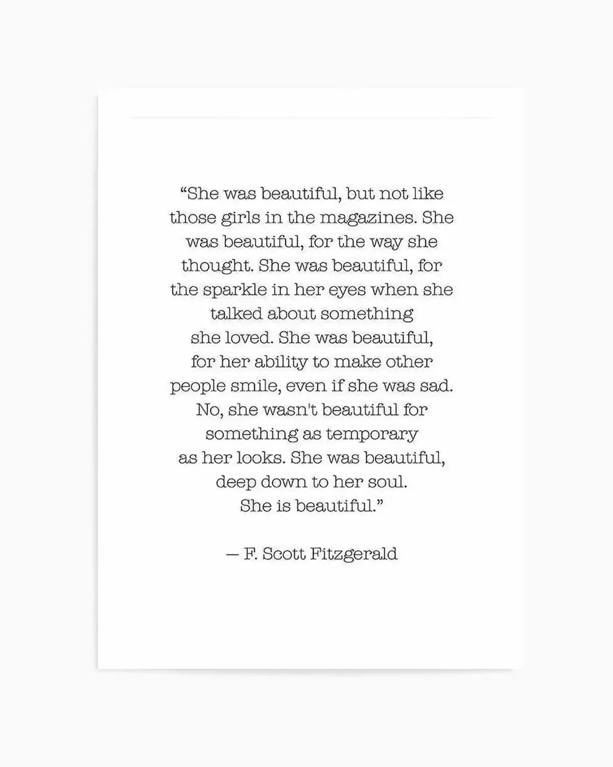 She Was Beautiful Quote Art Print from Olive et Oriel where you can shop wallpaper and artworks online
