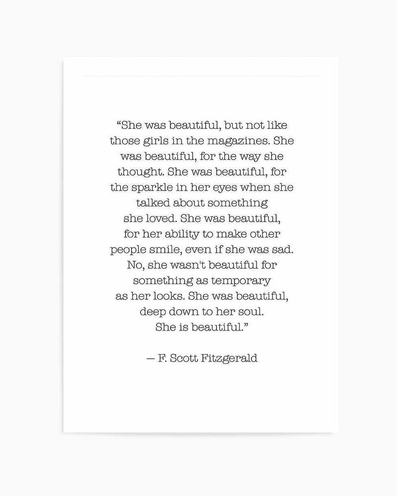 She Was Beautiful Quote Art Print