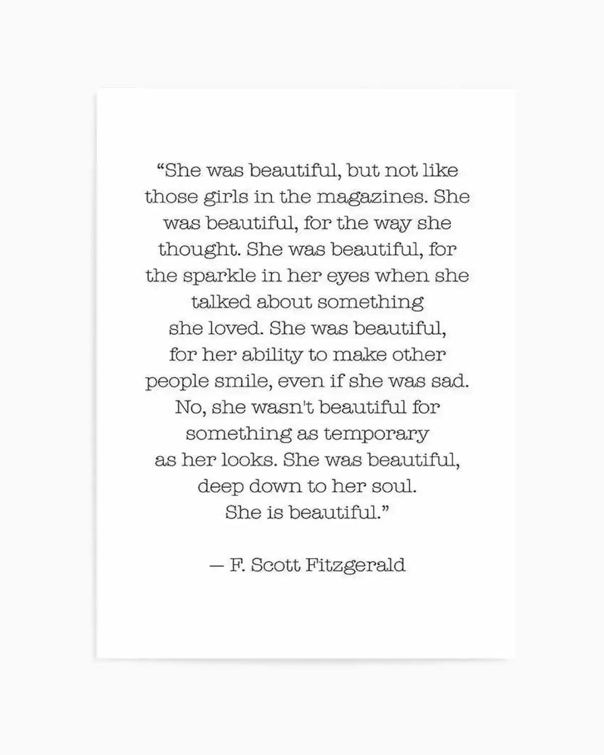 She Was Beautiful Quote Art Print from Olive et Oriel where you can shop wallpaper and artworks online