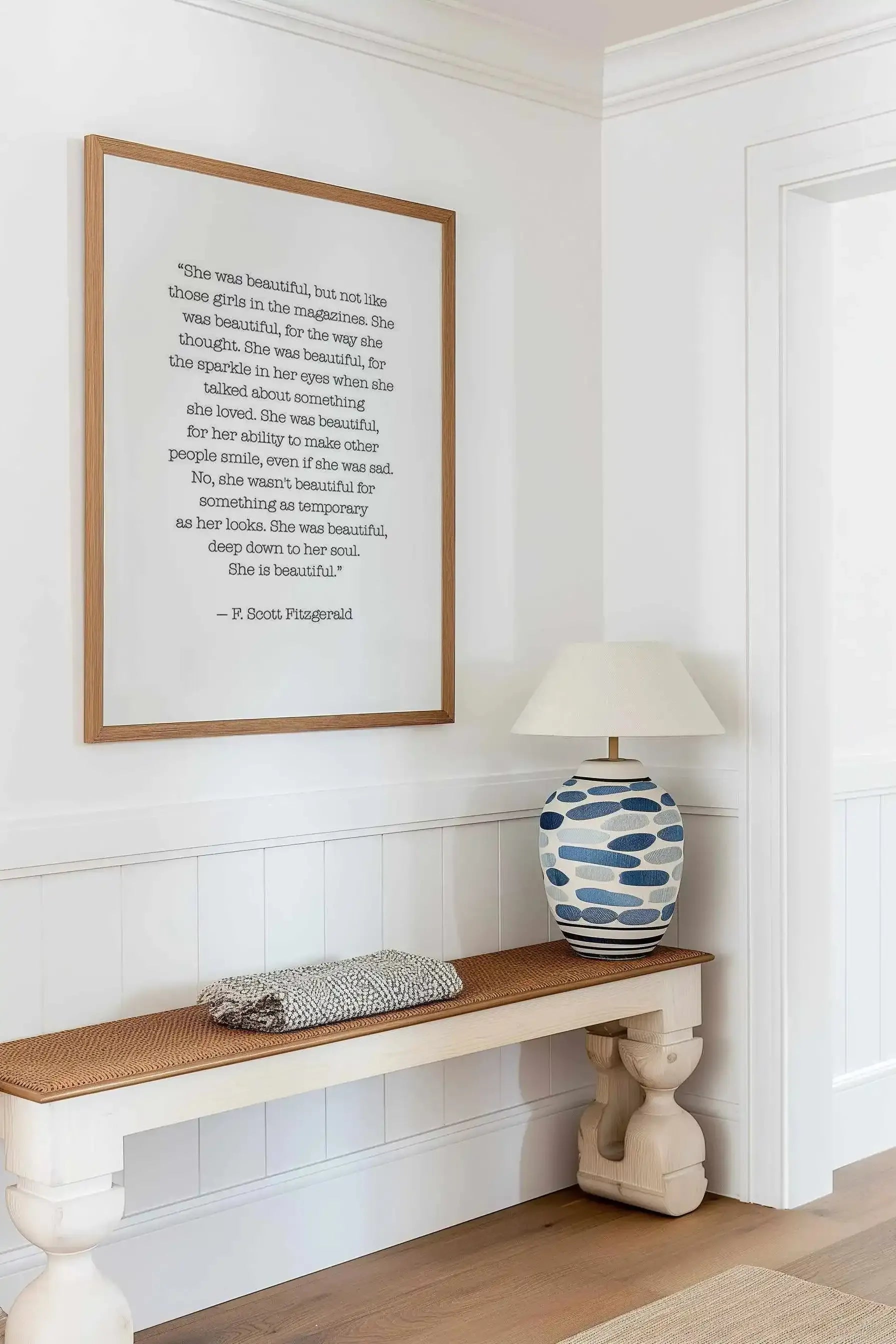 She Was Beautiful Quote Art Print from Olive et Oriel where you can shop wallpaper and artworks online