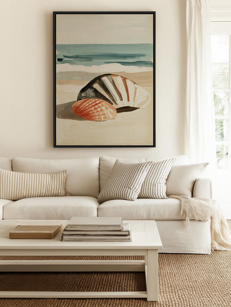 Shell Collector | Framed Canvas Art Print from Olive et Oriel where you can shop wallpaper and artworks online