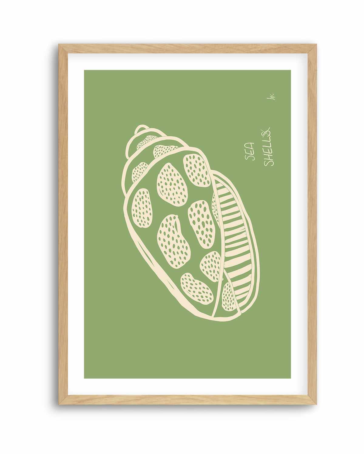 Shell Beige Forest Green by Anne Korako | Art Print