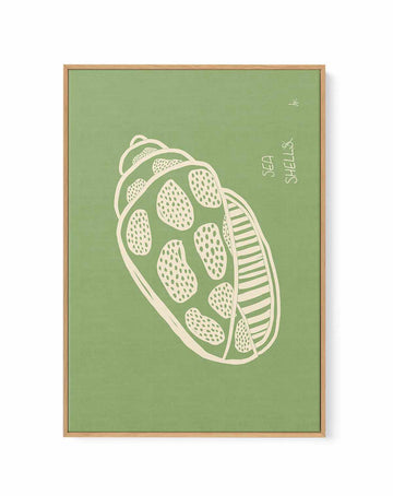 Shell Beige Forest Green by Anne Korako | Framed Canvas Art Print from Olive et Oriel where you can shop wallpaper and artworks online