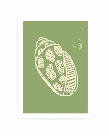 Shell Beige Forest Green by Anne Korako | Art Print from Olive et Oriel where you can shop wallpaper and artworks online