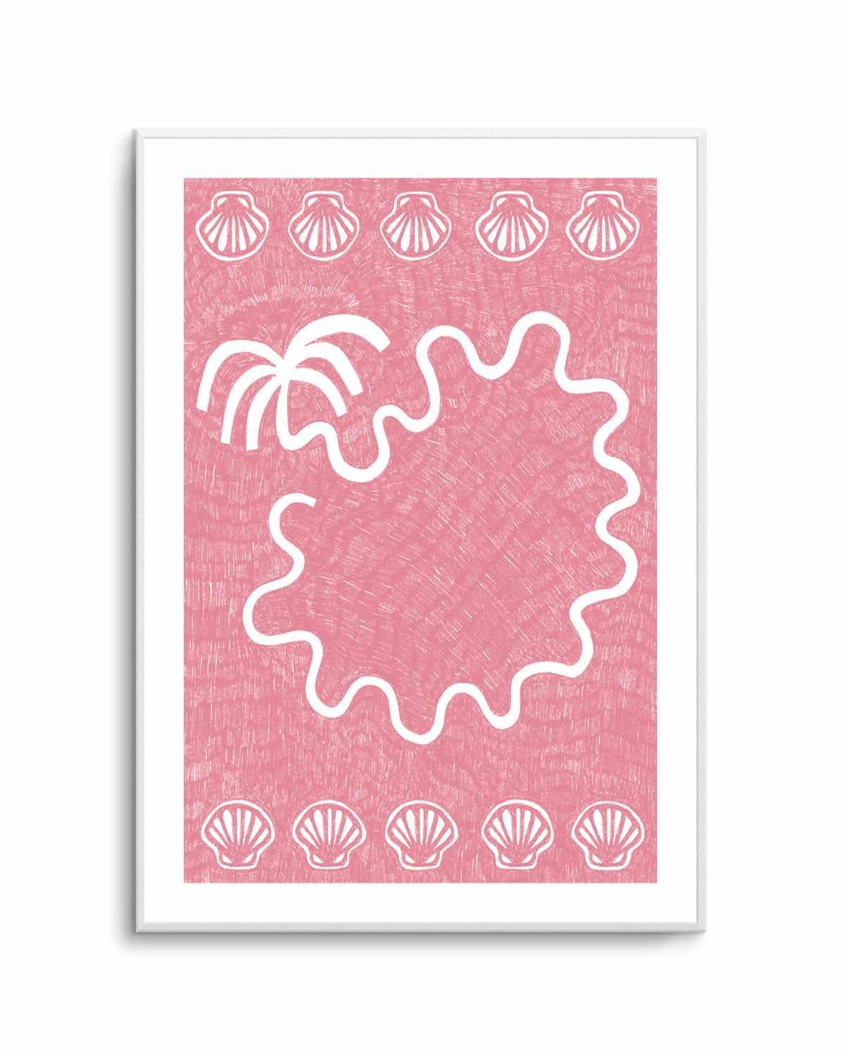 Shells And Palm Tree Baby Pink by Shatha Al Dafai | Art Print