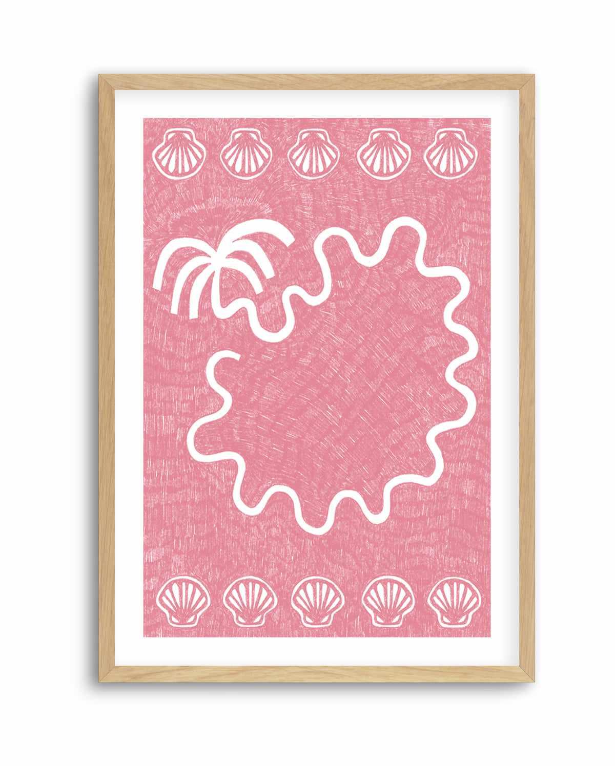 Shells And Palm Tree Baby Pink by Shatha Al Dafai | Art Print