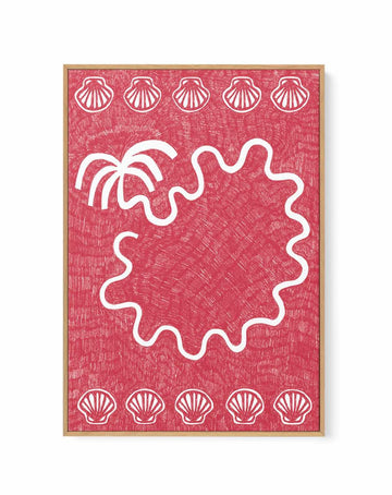 Shells And Palm Tree Coral Red by Shatha Al Dafai | Framed Canvas Art Print from Olive et Oriel where you can shop wallpaper and artworks online