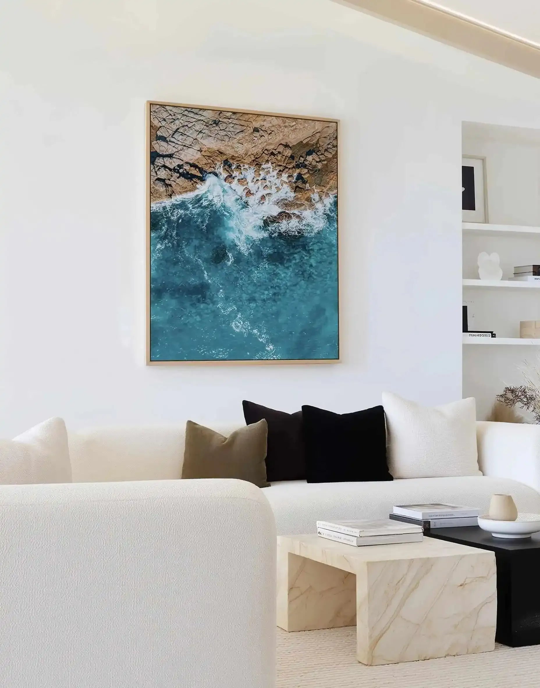Short Point Headland I | Aerial Photo Wall Framed Canvas Art Print from Olive et Oriel where you can shop wallpaper and artworks online