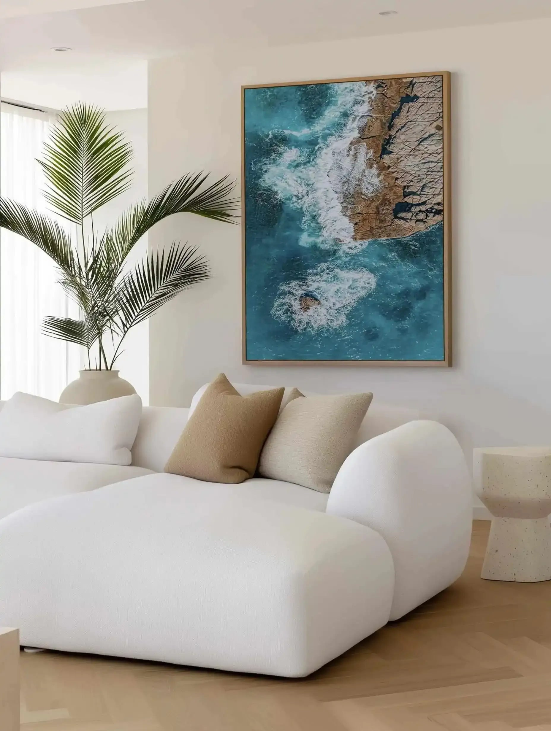 Short Point Headland III | Aerial Photo Wall Framed Canvas Art Print from Olive et Oriel where you can shop wallpaper and artworks online