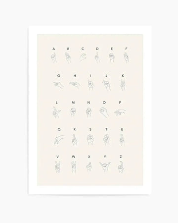 Sign Language Art Print from Olive et Oriel where you can shop wallpaper and artworks online