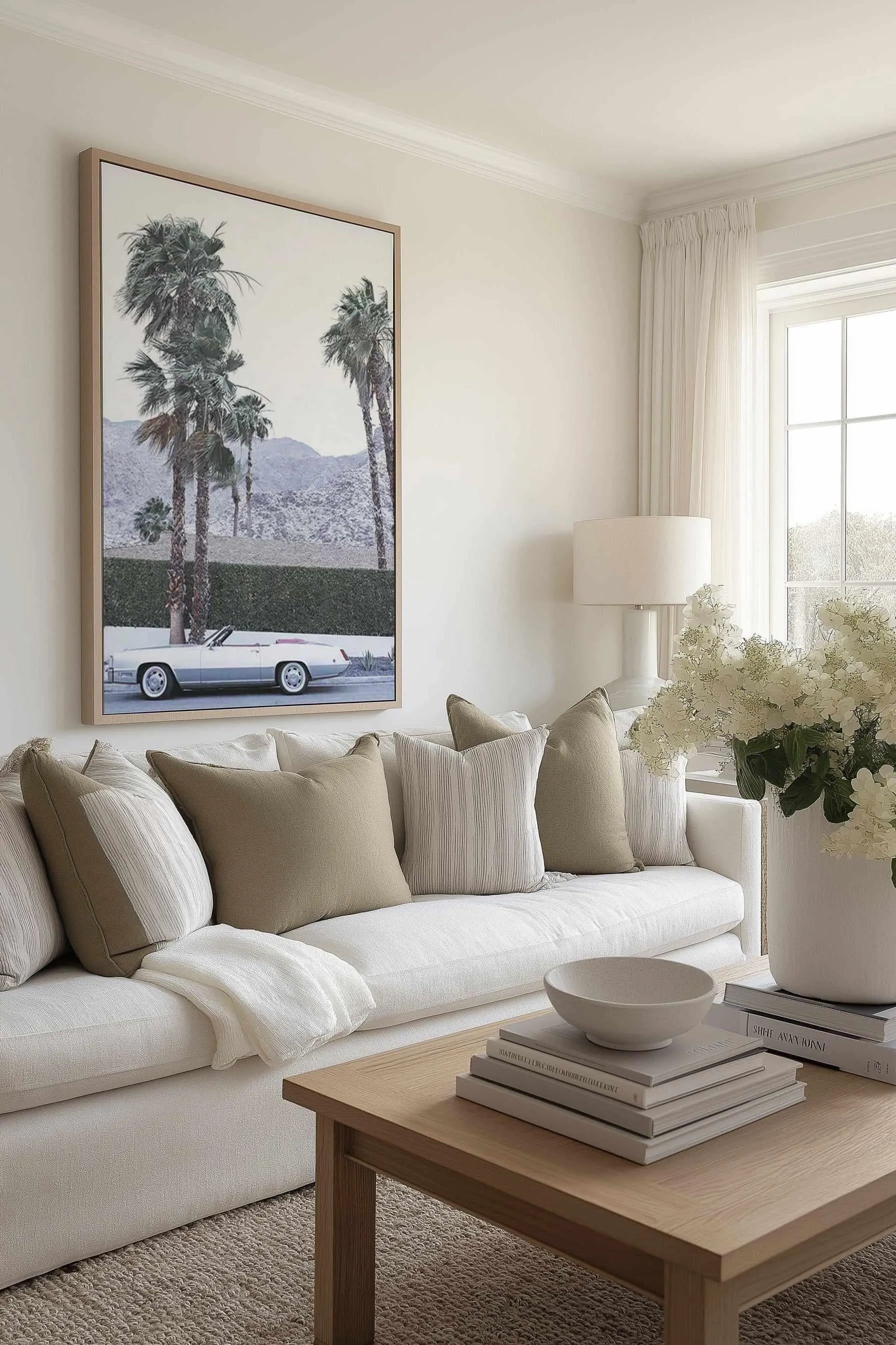 Silver Cadillac, Palm Springs | Framed Canvas Art Print from Olive et Oriel where you can shop wallpaper and artworks online