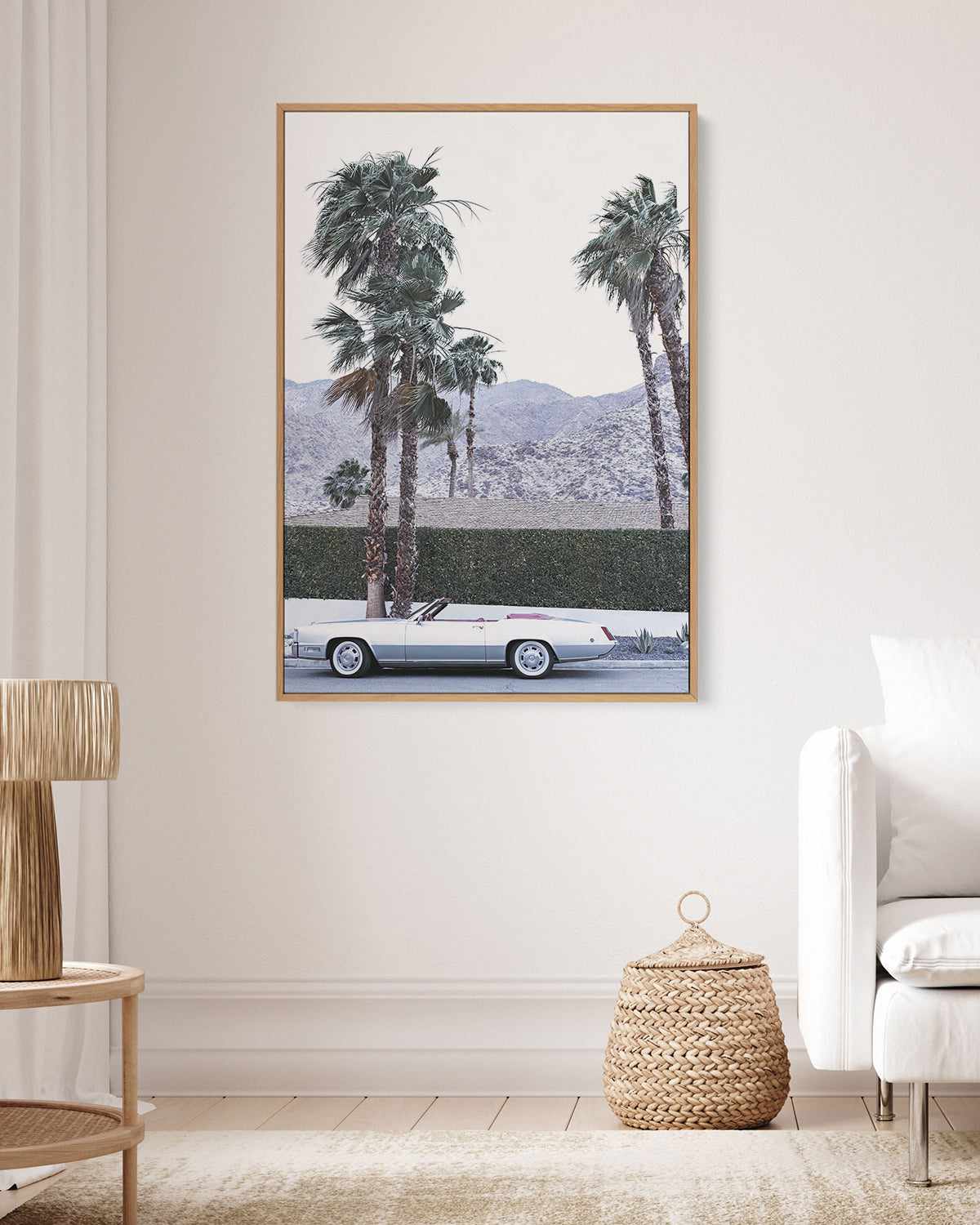 Silver Cadillac, Palm Springs | Framed Canvas Art Print